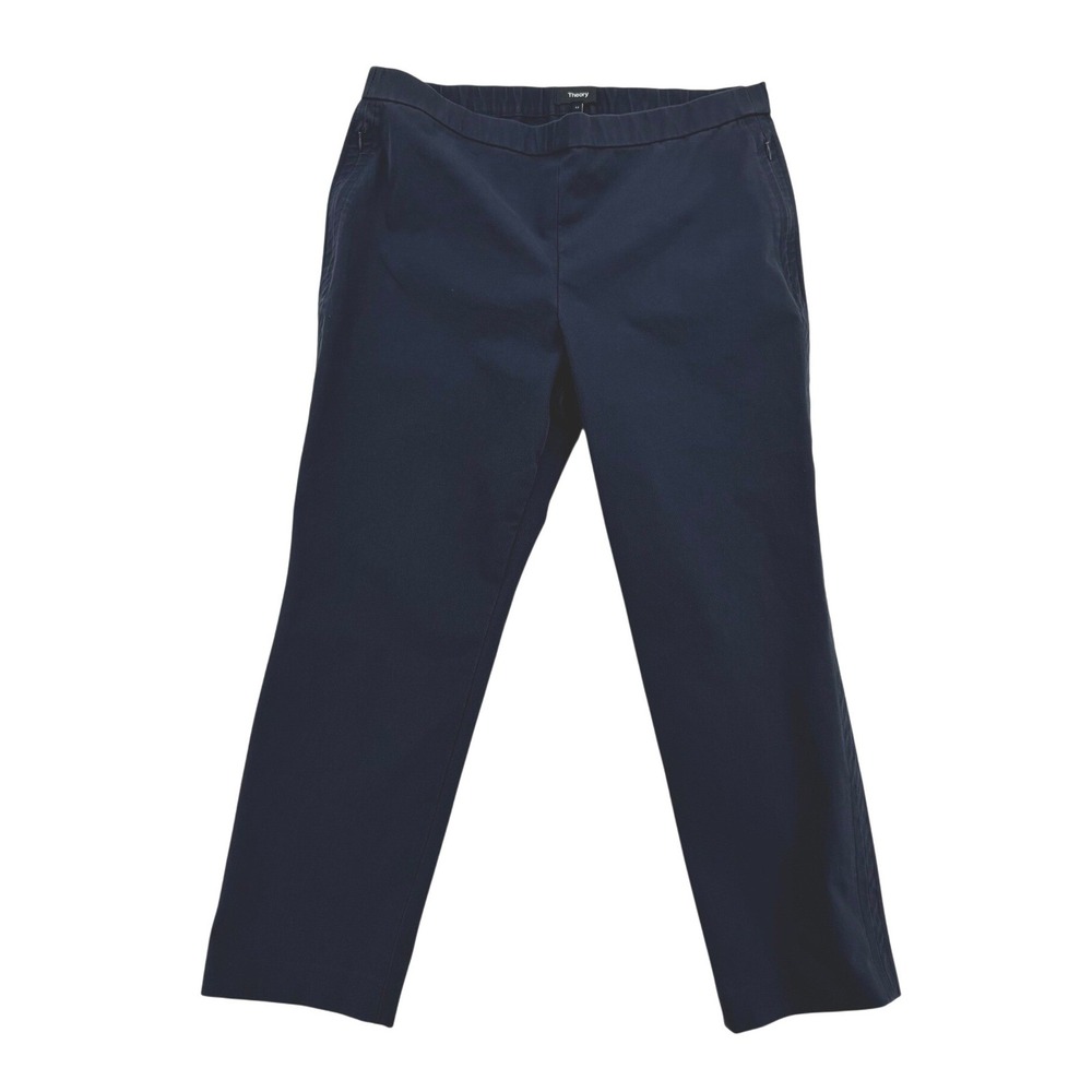 Theory Basic Pull On Pant Women 12 Navy Blue Good Approach Twill Straight